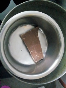 Chocolate compound in a double boiler